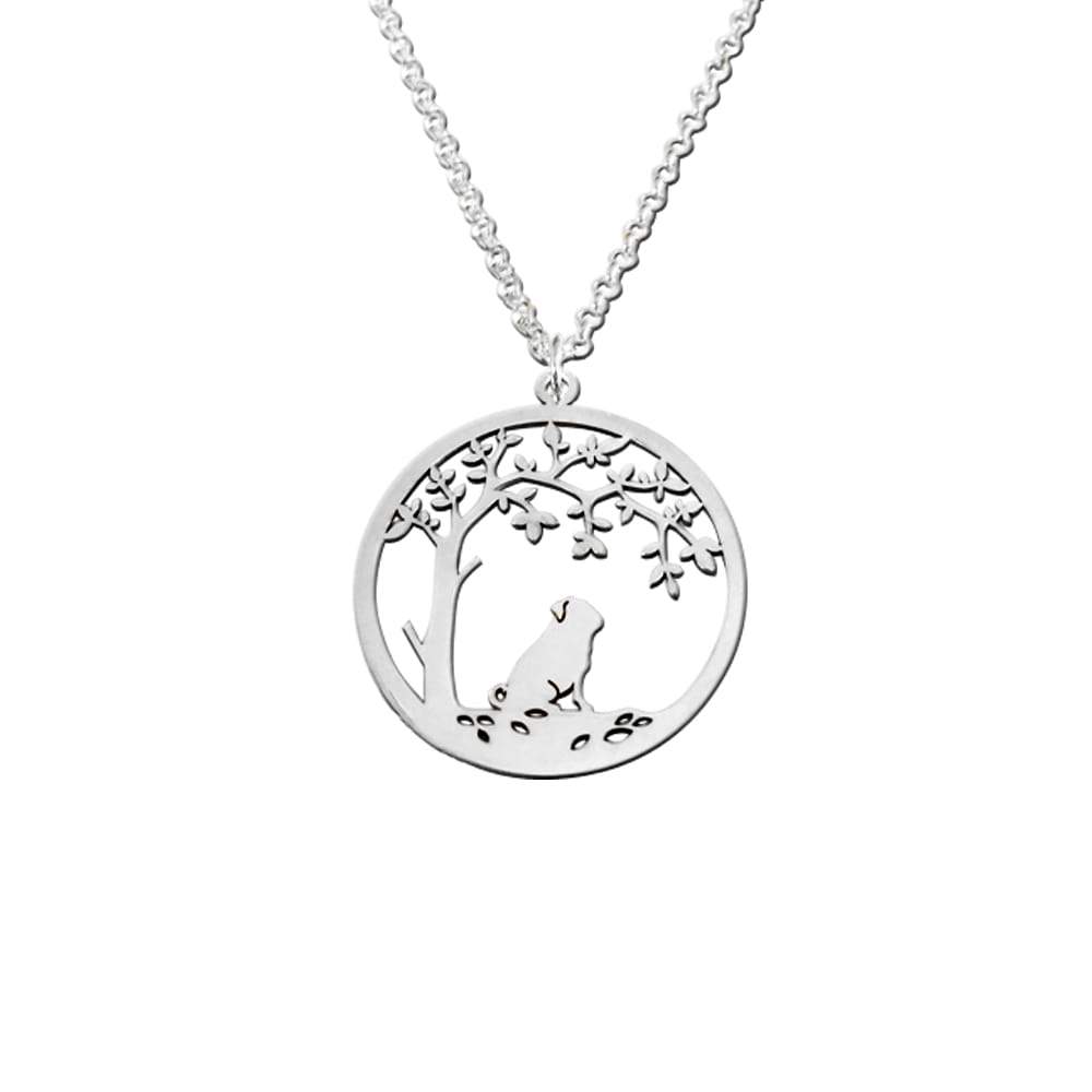 Pug Little Tree Of Life Pendant Necklace - Silver/14K Gold-Plated - WeeShopyDog
