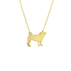 Pug Pendant Necklace - Silver/14K Gold-Plated |Line - WeeShopyDog