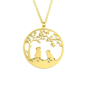 Pug Tree Of Life Pendant Necklace - Silver/14K Gold-Plated - WeeShopyDog