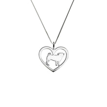Load image into Gallery viewer, Pug Necklace - Silver Heart Pendant - WeeShopyDog
