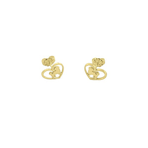 Shih Tzu Stud Earrings - 14k Gold Plated Heart - WeeShopyDog