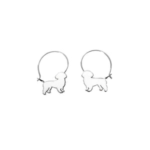 Shih Tzu Earrings - Silver Hoop - WeeShopyDog