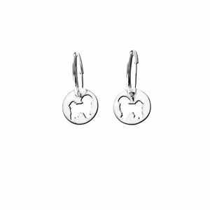 Shih Tzu Earrings - Silver Charm Hoop - WeeShopyDog