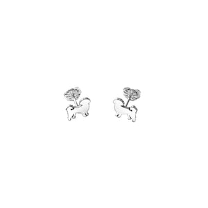 Shih Tzu Stud Earrings - Silver - WeeShopyDog
