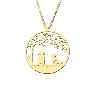 Shih Tzu Pendant - 14K Gold-Plated Tree Of Life Necklace - WeeShopyDog