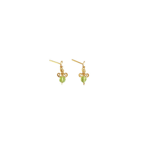 Boho Light - 14K Gold Filled and Peridot - Dangle Stud Earrings - WeeShopyDog