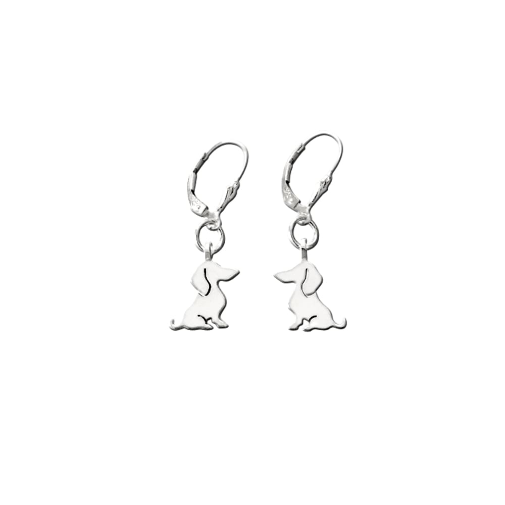 Dachshund Dangle Leverback Earrings - Silver |Sweet - WeeShopyDog