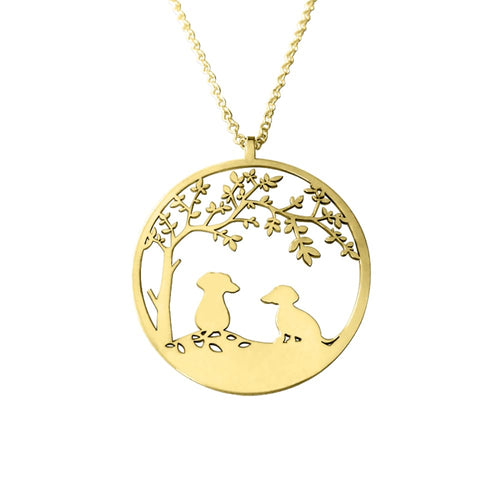 Dachshund Tree Of Life Pendant Necklace - 14K Gold-Plated - WeeShopyDog
