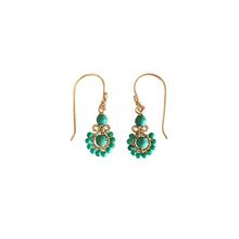 Load image into Gallery viewer, Boho Flower - 14K Gold Filled and Turquoise - Dangle Drop Earrings - WeeShopyDog
