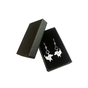 Dachshund Dangle Leverback Earrings - Silver |Up - WeeShopyDog