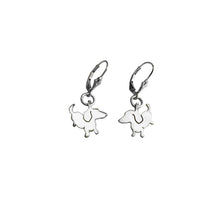 Load image into Gallery viewer, Dachshund Dangle Leverback Earrings - Silver |Up - WeeShopyDog

