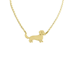 Wire Haired Dachshund  Pendant Necklace - Silver/14K Gold-Plated