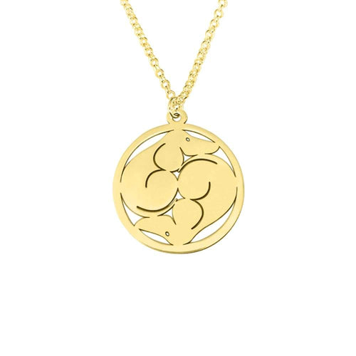 Dachshund Yin Yang Pendant Necklace - 14K Gold-Plated - WeeShopyDog