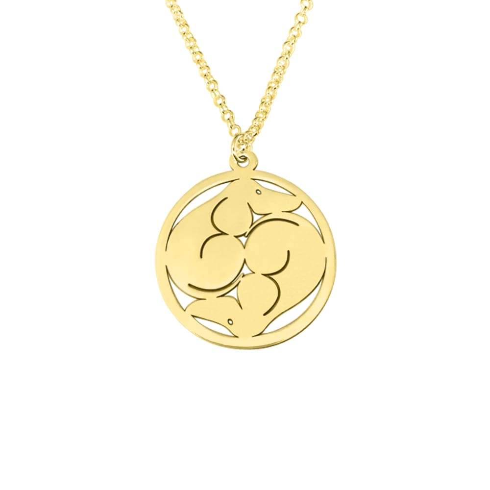Dachshund Yin Yang Pendant Necklace - 14K Gold-Plated - WeeShopyDog