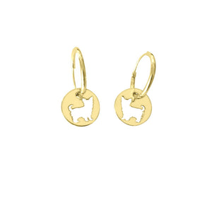 Yorkie Earrings - 14K Gold-Plated Charm Hoop- WeeShopyDog
