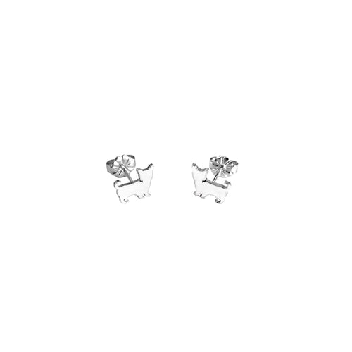Yorkie Stud Earrings - Silver - WeeShopyDog