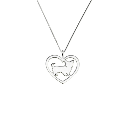Yorkie Necklace - Silver Heart Pendant - WeeShopyDog