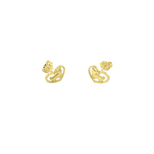 Yorkie Stud Earrings - 14k Gold Plated Heart - WeeShopyDog